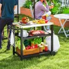 Outsunny Grillwagen 3-Etagen Servierwagen mit Arbeitsfläche Produktbild-Vorschau 2