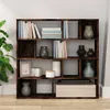 A wooden bookshelf filled with books and decorative items against a light gray wall. Náhľad obrázku produktu