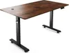 A standing desk with a brown wood-grain top and black metal legs, shown against a white background. Produktbild-Vorschau
