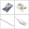 A collage of four images showing details of a USB-powered LED string light. Podgląd zdjęcia produktu