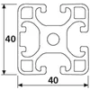 Länge 600mm - Design-Aluminiumprofil 40x40L 1 Nut verdeckt Produktbild-Vorschau 2