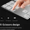 A close-up of a person's finger pressing a key on a silver keyboard, with feature icons and text below. Náhled obrázku produktu