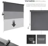 Diagram showing the variable adjustment of a sunshade, with close-ups of the product and its materials. Náhled obrázku produktu