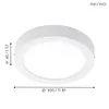 A white, circular LED ceiling light with dimensions indicated. Náhľad obrázku produktu