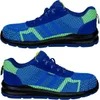 Two pairs of blue safety shoes are shown from the side against a white background. Produktbild-Vorschau
