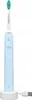 A light blue electric toothbrush with a white charging base and a USB cable, set against a plain white background. Produktbild-Vorschau