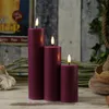 LED Stumpenkerze MIA - Echtwachs - realistische 3D Flamme - H: 15cm - D: 5cm - beere Produktbild-Vorschau