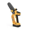 A yellow and black cordless chainsaw is shown against a white background. Produktbild-Vorschau