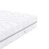 A close-up, diagonal view of a white mattress with a quilted pattern and a zipper. Podgląd zdjęcia produktu