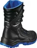 A black work boot with blue accents, shown from the side against a white background. Produktbild-Vorschau