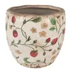 Clayre & Eef Blumentopf Ø 14x14 cm Beige Rot Keramik Produktbild-Vorschau 1