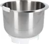 A stainless steel mixing bowl with a white plastic base and handle attachment, isolated on a white background. Náhled obrázku produktu