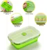 Collage of images showing features of a green silicone food storage container. Náhled obrázku produktu