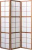 A three-panel room divider made of wood and white rice paper. Náhled obrázku produktu
