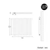 Technical drawing of a radiator with dimensions and power rating. Podgląd zdjęcia produktu