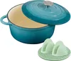 Emaille Bräter 24cm/4L Blaugrün Gusseisen Schmortopf mit Produktbild-Vorschau 8