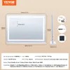 A diagram showing the dimensions and accessories of a VEVOR Hollywood makeup mirror. Náhľad obrázku produktu
