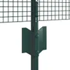 A close-up view of a green metal fence post with a wire mesh fence attached. Produktbild-Vorschau