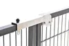 A close-up shot of a metal fence latch attached to a fence post and rail. Produktbild-Vorschau