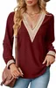 ASKSA Damen V-Ausschnitt Langarm T-Shirt Elegant Produktbild-Vorschau 1
