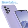 A close-up shot of a purple phone case and a phone screen with a mountain landscape. Produktbild-Vorschau
