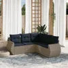 vidaXL 5-teiliges Gartensofa-Set mit Kissen, grau, Produktbild-Vorschau 2