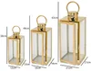Laternen Set Gold 3er Gartenlaterne Metall Glas Windlicht Produktbild-Vorschau 6
