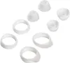 A collection of white silicone ear tips and rings for earbuds, arranged on a white background. Podgląd zdjęcia produktu