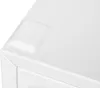 Close-up of the corner of a white appliance, likely a refrigerator or washing machine, showing a protective sticker on the edge. Produktbild-Vorschau