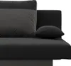 Close-up view of a dark gray and black sofa with pillows. Produktbild-Vorschau