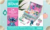A Disney Stitch themed advent calendar in a keepsake box, with small gifts and decorations displayed around it. Náhled obrázku produktu