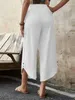ASKSA Damen 7/8 Hose Leinenhose Laenge High Waist Weitem Produktbild-Vorschau 3
