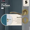 A marketing image showcasing a bronze door handle set with text and graphics highlighting its features and warranty. Produktbild-Vorschau