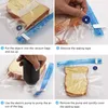A four-panel instructional image showing how to use vacuum seal bags with an electric pump. Náhled obrázku produktu