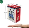 A tin box with a Fiat 500 design, shown with dimensions and a hand for scale. Anteprima dell’immagine prodotto