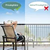 A split image showing a person relaxing on a balcony with privacy on one side and no privacy on the other. Produktbild-Vorschau