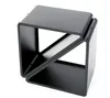 A black metal firewood rack with a modern, geometric design. Produktbild-Vorschau