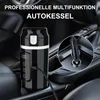 A car interior with a portable electric kettle placed in the center console. Produktbild-Vorschau