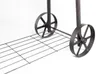 Close-up of the wheels and lower shelf of a dark gray grill on a white background. Podgląd zdjęcia produktu