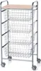 A multi-tiered wire basket cart with a wooden top, shown against a white background. Voir les images du produit