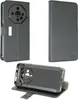 A collage of three images showing a black flip-style phone case from different angles. Náhled obrázku produktu