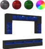 vidaXL 8-tlg. TV-Wohnwand mit LED-Leuchten Schwarz Produktbild-Vorschau 4