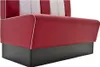 A close-up, straight-on view of a diner-style booth seat, showing the red and white striped upholstery and the black base. Produktbild-Vorschau