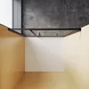 A top-down view of an empty shower stall with a black metal frame for a shower door. Produktbild-Vorschau
