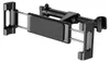 A black car mount for a tablet or phone, designed to attach to the headrest posts of a car seat. Voir les images du produit