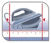An illustration showing how to measure the dimensions of a steam iron. Náhľad obrázku produktu