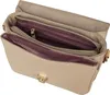 An open beige handbag is shown from a top-down perspective, revealing its interior compartments. Voir les images du produit