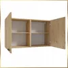 A wall-mounted cabinet with two doors and two shelves, made of wood-effect material. Produktbild-Vorschau