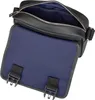 An open black body bag with a blue interior, showing the main compartment and two buckle closures on the flap. Produktbild-Vorschau