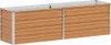 A long, rectangular raised garden bed with a wood-grain finish and metal trim, shown against a white background. Voir les images du produit